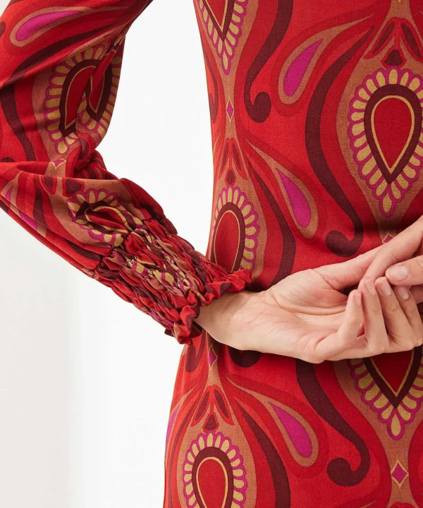 Dress V-Neck Slinky Paisley*Ana Alcazar Outlet