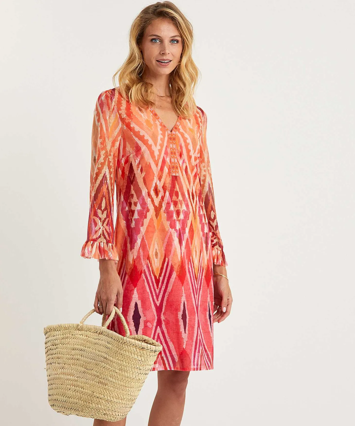 ana_alcazar_mesh_dress_ik_0.webp Mesh Dress Ikat Print Beads*Ana Alcazar Sale