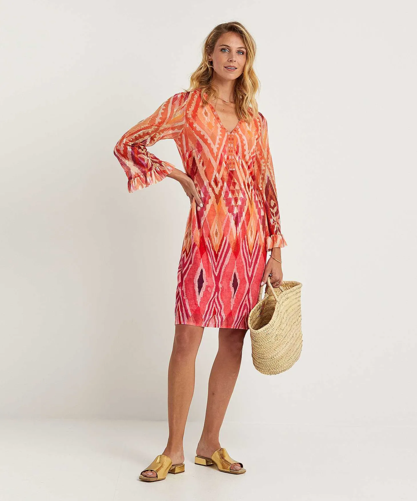 ana_alcazar_mesh_dress_ik_2.webp Mesh Dress Ikat Print Beads*Ana Alcazar Sale