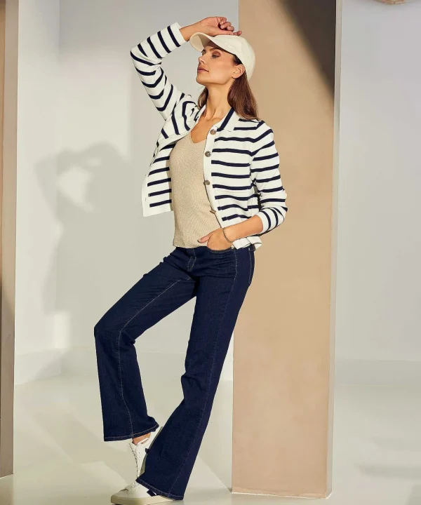 Blouse Cardigan Puntaknit Breton Stripe** Hot
