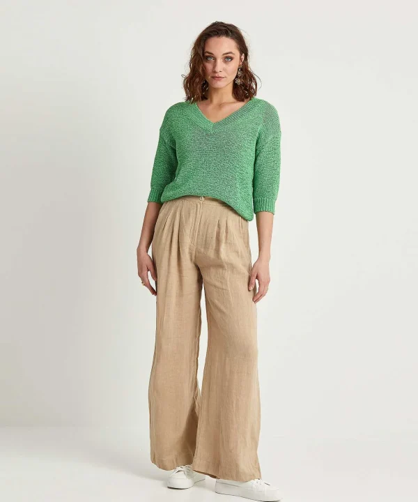 Linen Wide Leg Trousers Eli*By-Bar Sale