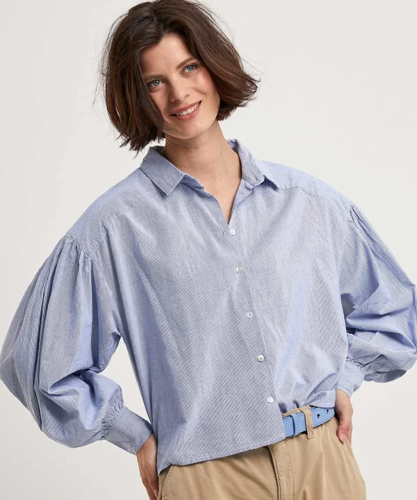 Oversized Short Blouse Pinstripe Sarah*By-Bar Best Sale