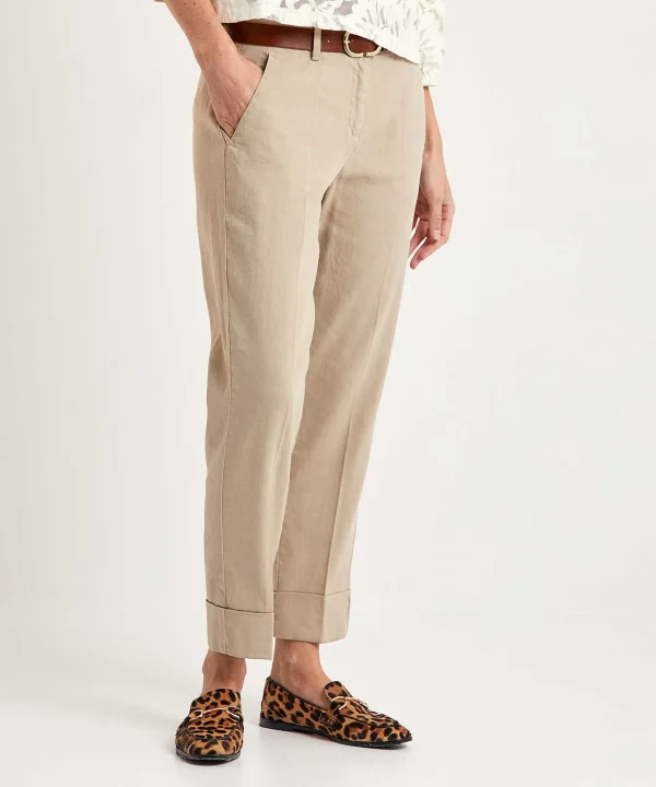 Cropped Trousers Linen Mix Krystal*Cambio Cheap