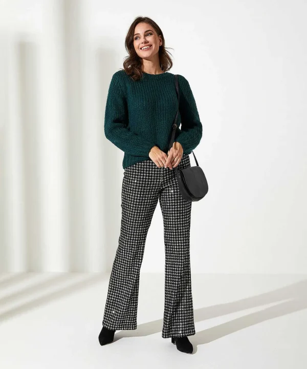 Flared Pants Pied-De-Poule Sequins Francis*Cambio Flash Sale