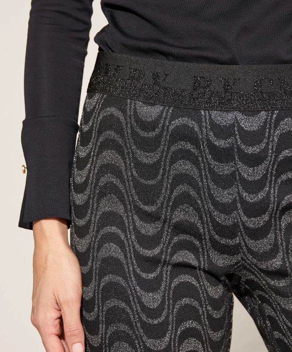 Flared Tregging Waves Lurex Flower*Cambio Online