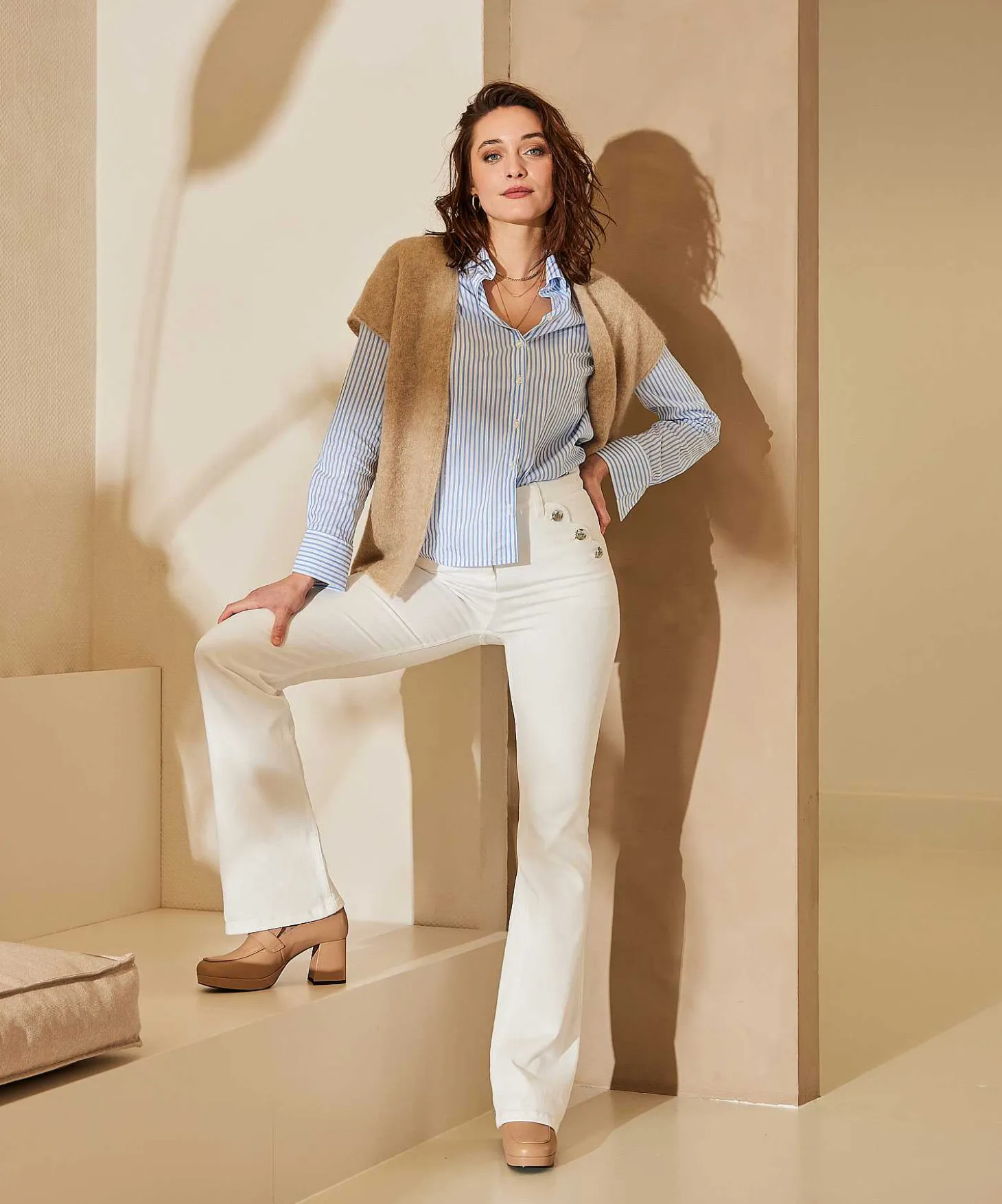 caroline_biss_flared_jean_2.webp Flared Jeans With Buttons*Caroline Biss Fashion