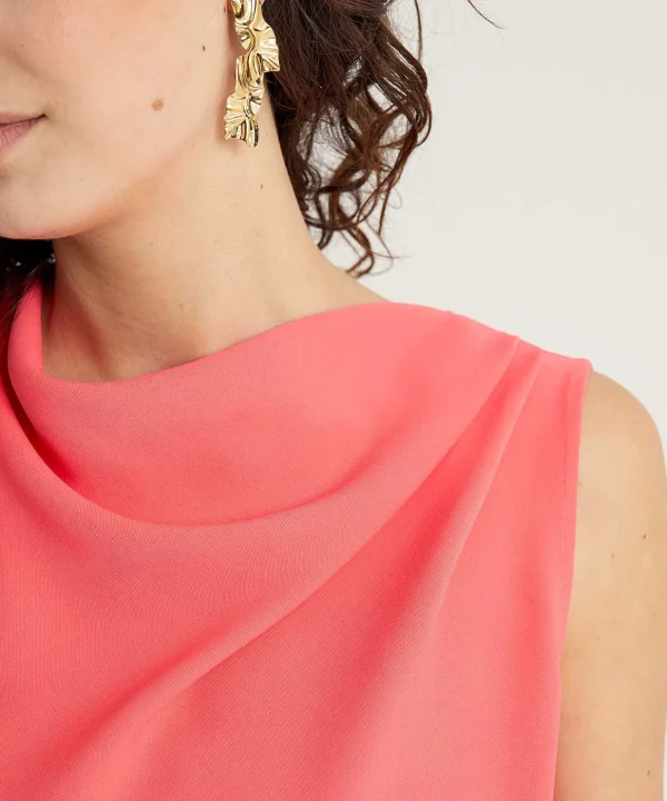 Sleeveless Dress Waterfall Neck*Caroline Biss Discount