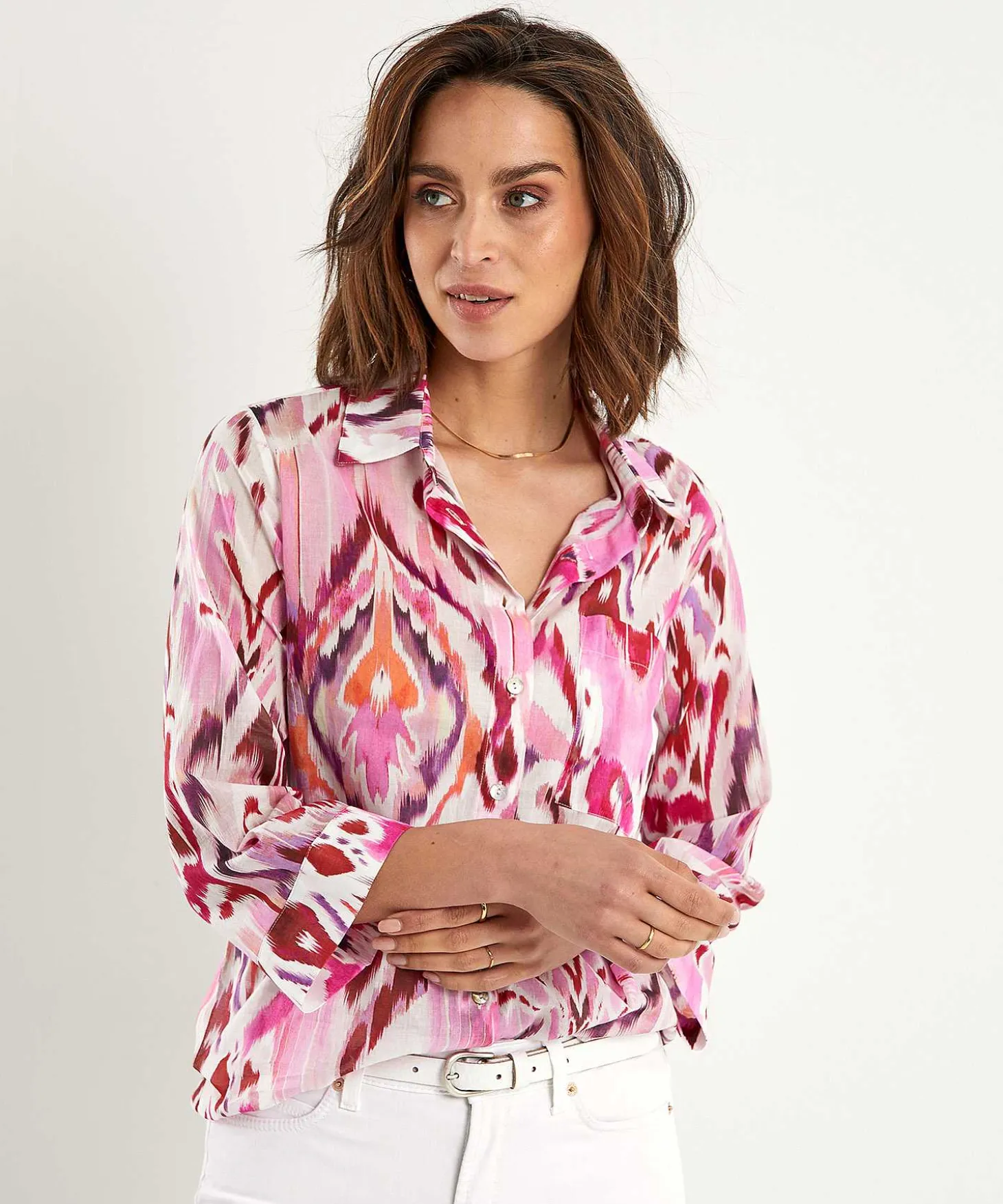 cotton_voile_blouse_ikat_0-1.webp Cotton Voile Blouse Ikat Multicolor** Sale