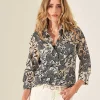 Cotton Voile Blouse Leaf Print** Discount