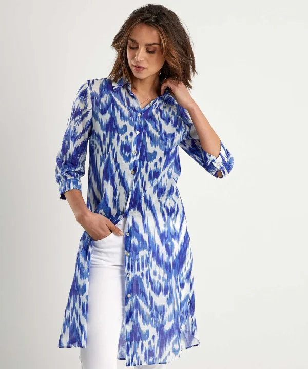 Cotton Voile Shirt Dress Ikat** Fashion