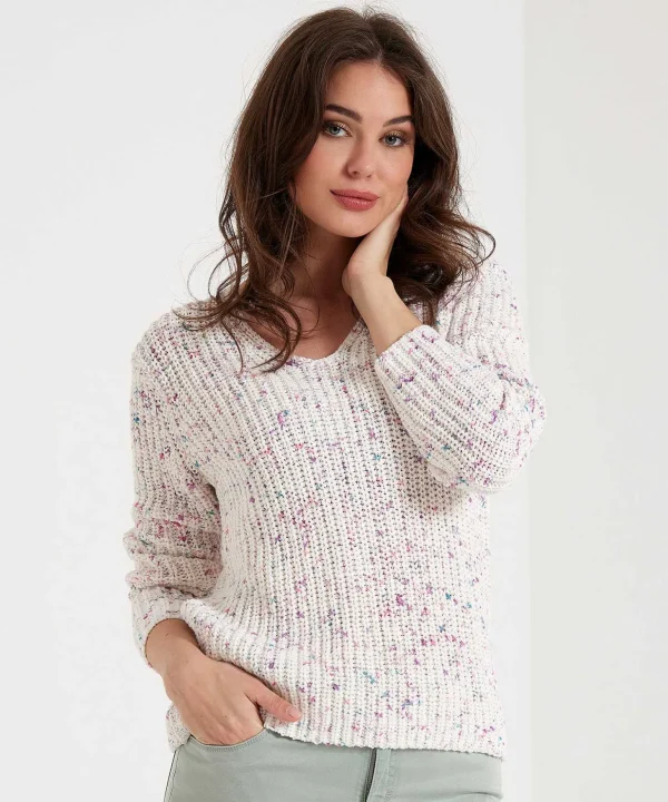Ribbon Yarn Sweater V-Neck*Emotions Discount