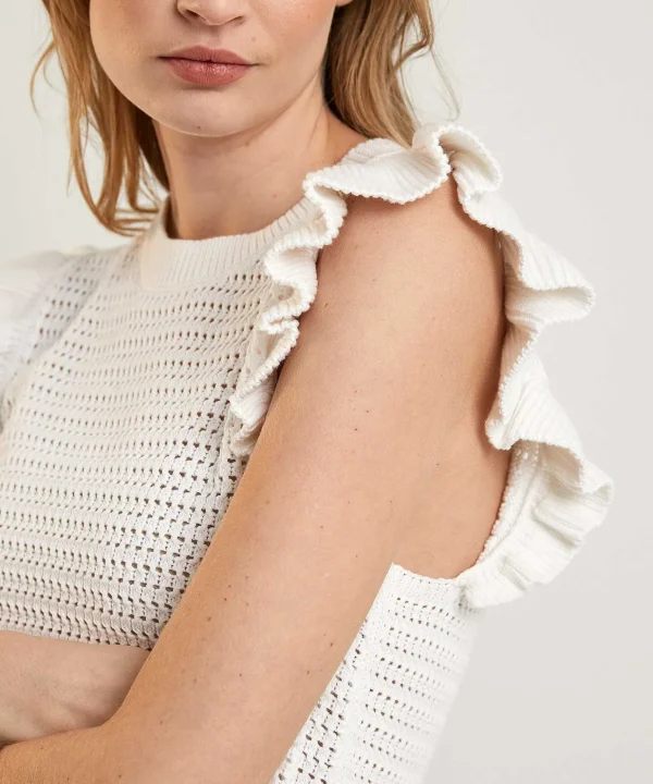 Sleeveless Sweater Ajour Flounce*Emotions Flash Sale