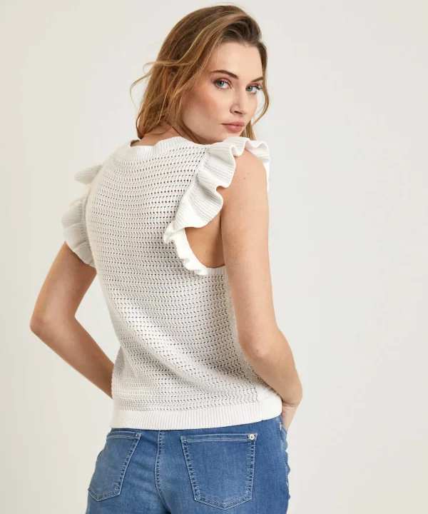 Sleeveless Sweater Ajour Flounce*Emotions Flash Sale