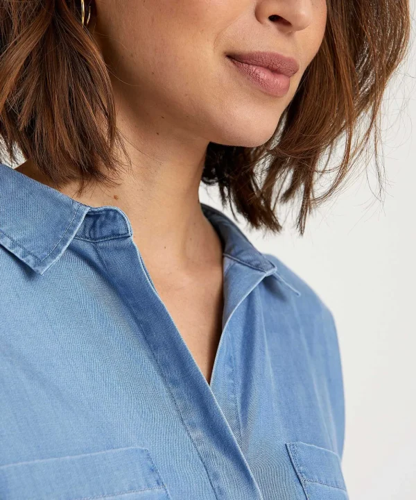 Soft Denim Blouse With Button*Emotions Online