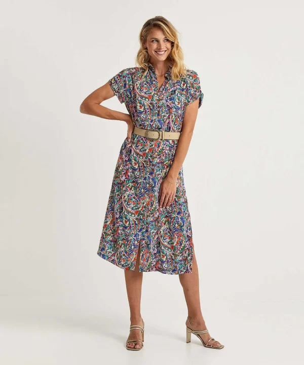 Button-Down Dress Multi Paisley*GIULIA E TU Cheap