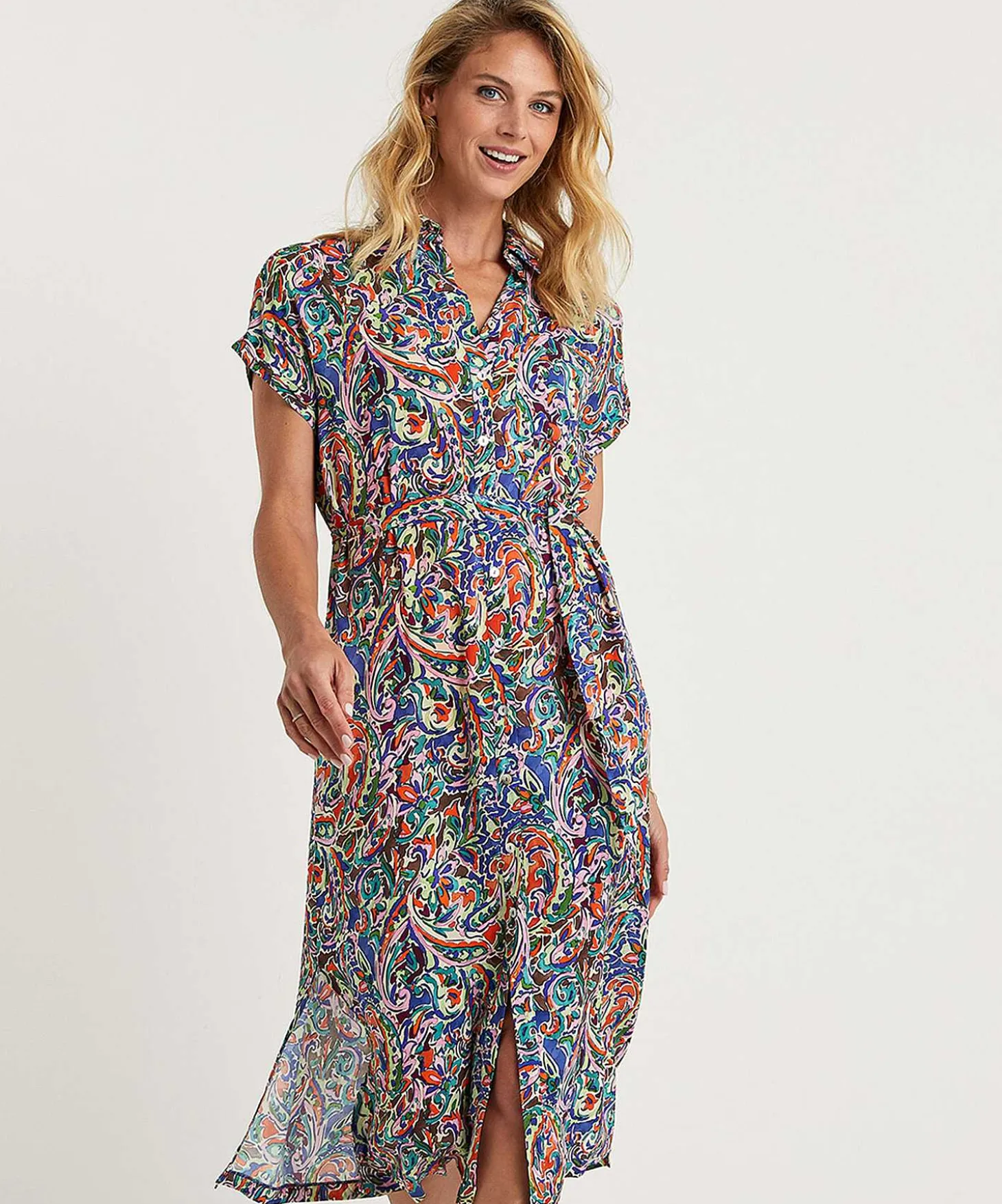 giulia_e_tu_buttondown_dr_3.webp Button-Down Dress Multi Paisley*GIULIA E TU Cheap