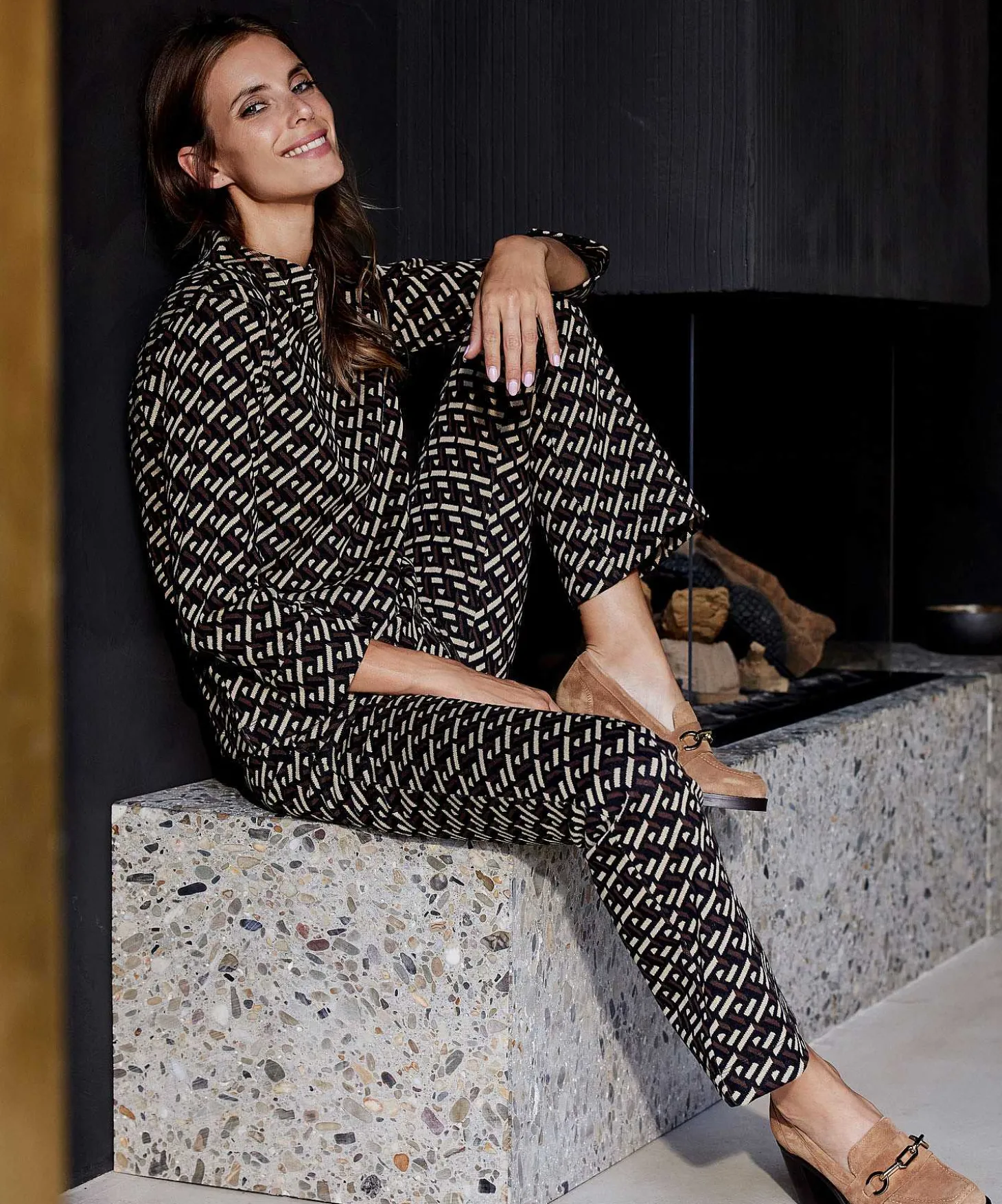 giulia_e_tu_flared_trouse_0.webp Flared Trousers Graphic Jacquard*GIULIA E TU Flash Sale