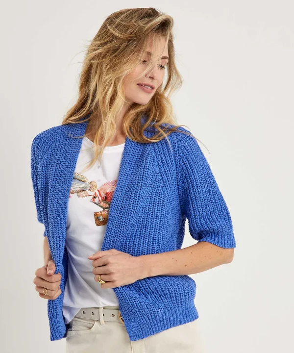 Ribbon Yarn Cardigan Short Sleeve*GIULIA E TU Cheap