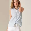 Sleeveless Blouse Linen Stripe*GIULIA E TU Discount