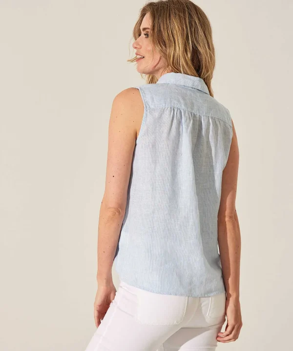 Sleeveless Blouse Linen Stripe*GIULIA E TU Discount