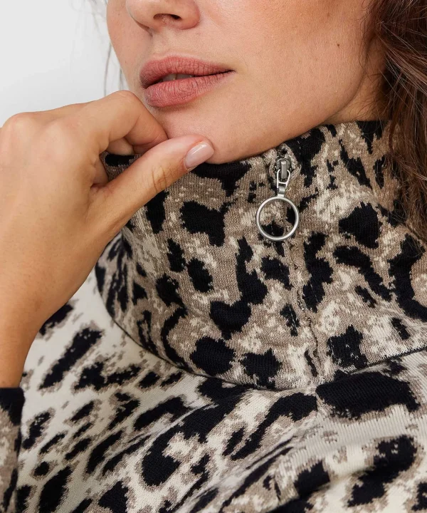 Sweater Asymmetrical Zipper Animal Print*GIULIA E TU Outlet