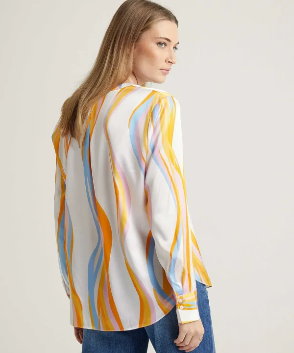 Blouse Silk Flame Print*Herzen's Angelegenheit Store