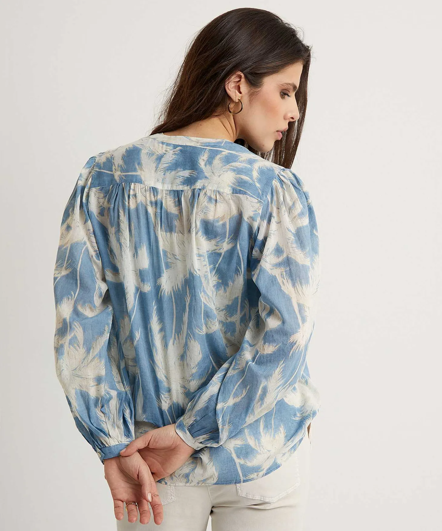 italy_cotton_voile_blous_1-1.webp Cotton Voile Blouse Palm Trees Anni*0039 ITALY Store