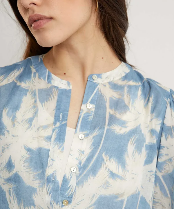 Cotton Voile Blouse Palm Trees Anni*0039 ITALY Store