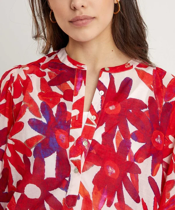 Cotton Voile Blouse Flowers Anni*0039 ITALY Cheap