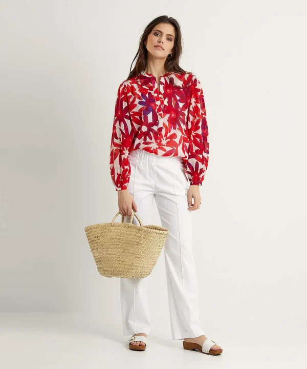 Cotton Voile Blouse Flowers Anni*0039 ITALY Cheap