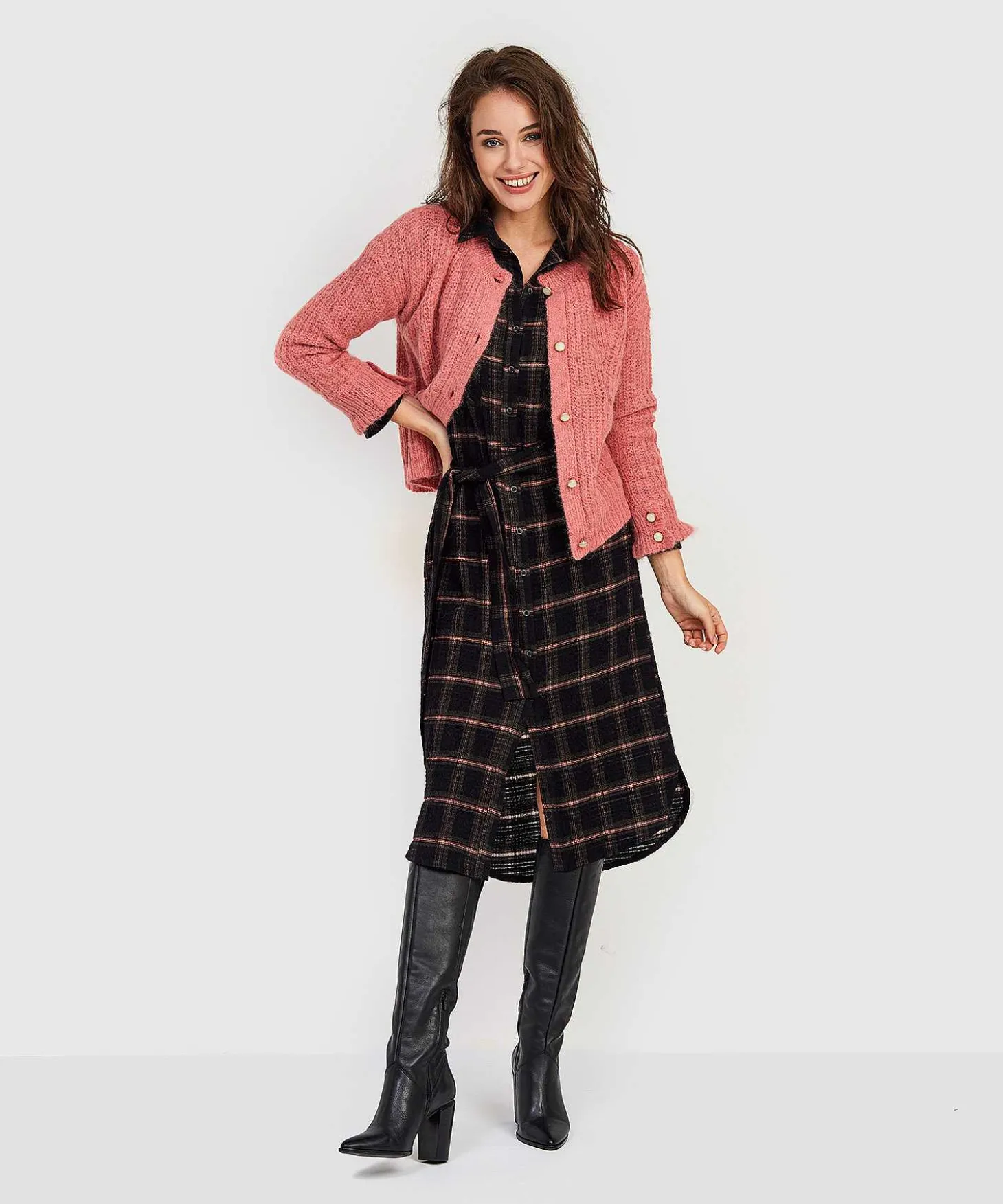 jane_lushka_button_down_d_1.webp Button Down Dress Checked Rossy*Jane Lushka Best Sale