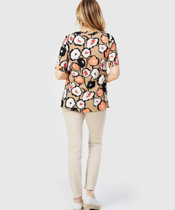 Blouse Pearl Flower Print*KYRA Store