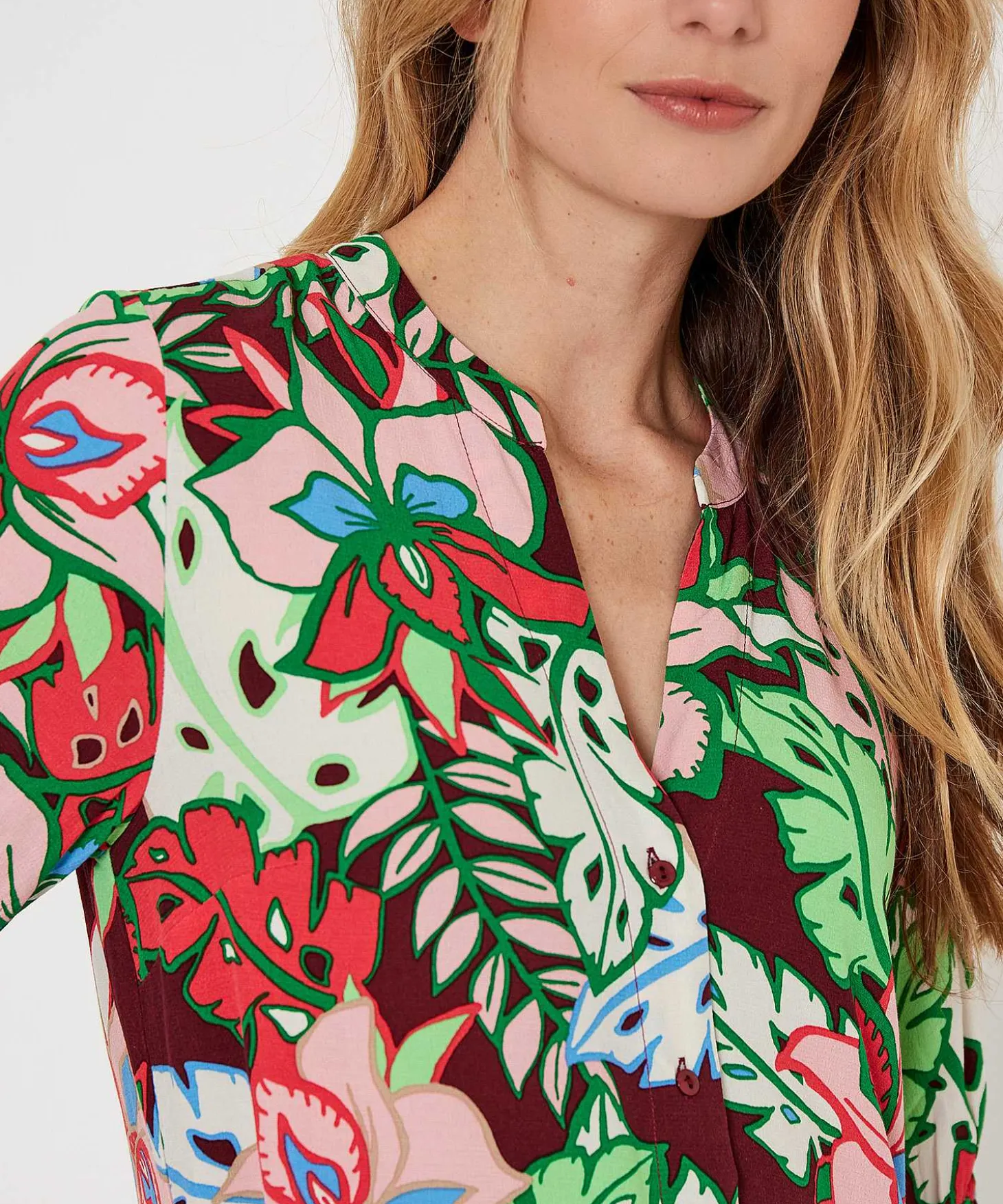 kyra_buttondown_dress_tro_2.webp Button-Down Dress Tropical Flower Marena*KYRA Cheap