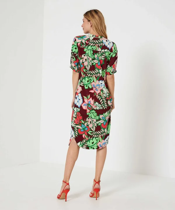 Button-Down Dress Tropical Flower Marena*KYRA Cheap