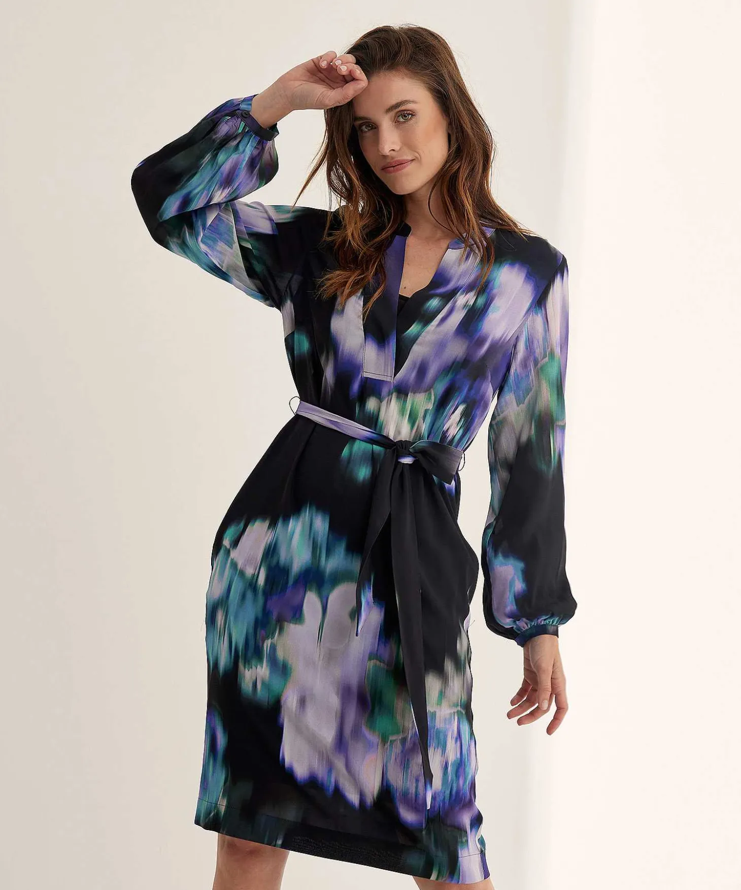 kyra_dress_with_belt_fade_1.webp Dress With Belt Faded Flower Print Willy*KYRA Discount