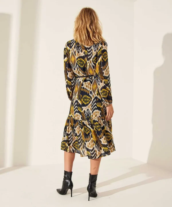 Dress With Button Belt And Ikat Print Vidia*KYRA Sale