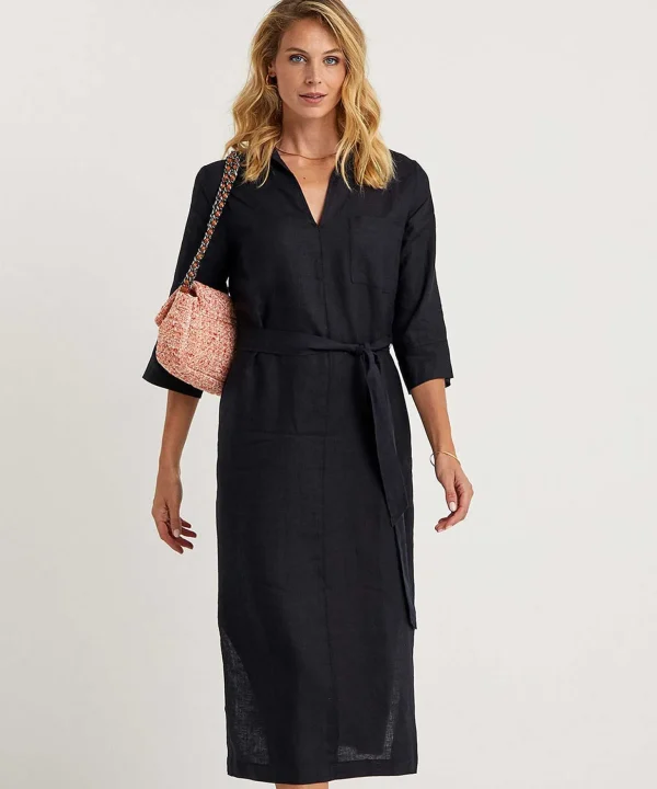 Linen Dress With Belt Lian*KYRA Flash Sale