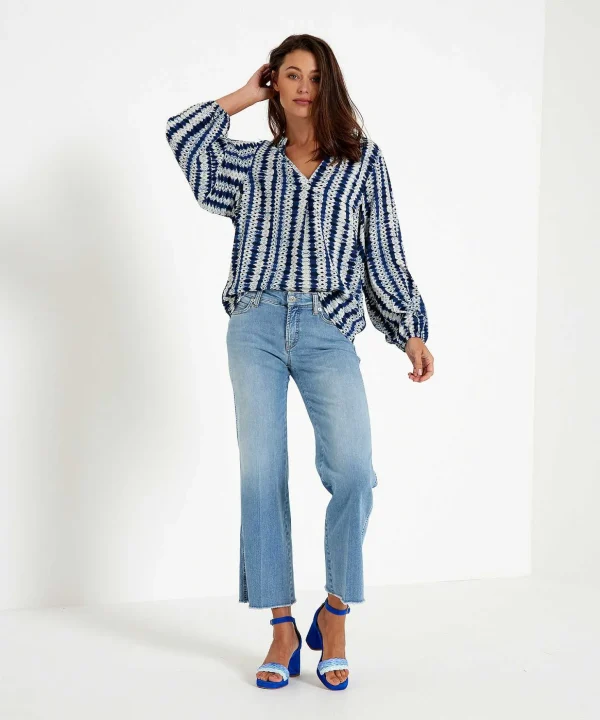 Tie Dye Stripes Blouse Nouky*KYRA Cheap