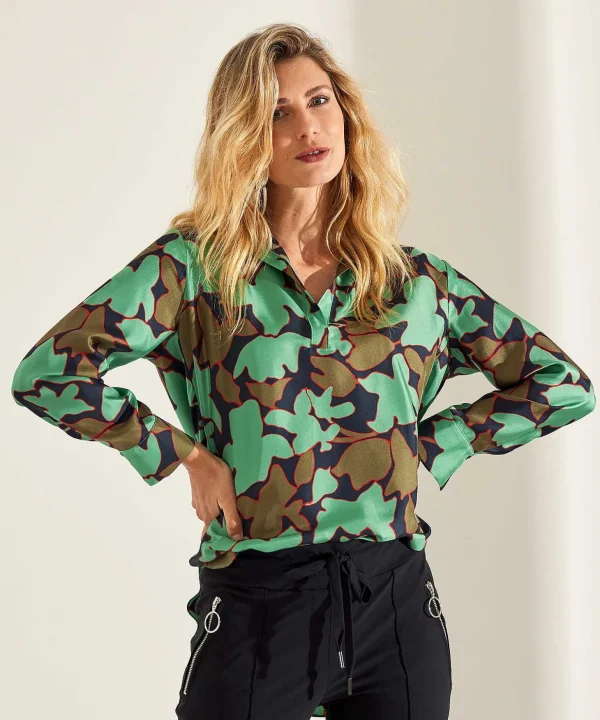 Blouse Leaf Print Silk New York*LaSalle Online