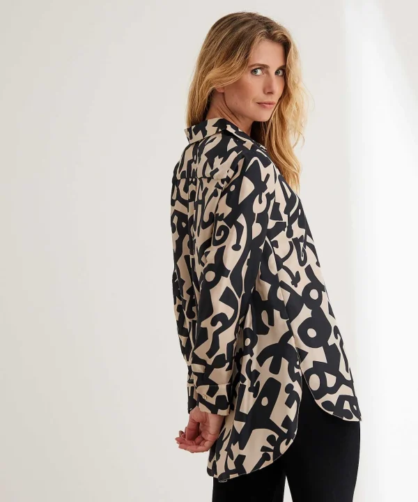 Blouse Two-Tone Print Silk Cairo*LaSalle Flash Sale
