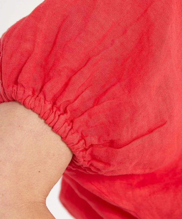 Linen Top Puff Sleeve*LaSalle Cheap