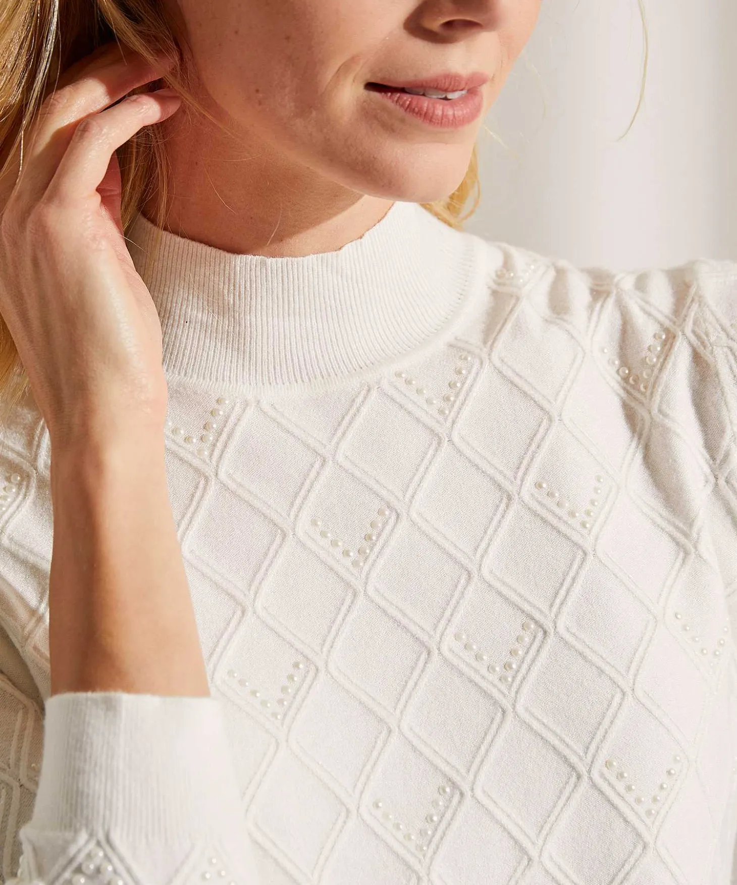 leo__ugo_jacquard_sweater_0.webp Jacquard Sweater With Pearls*Leo & Ugo Online