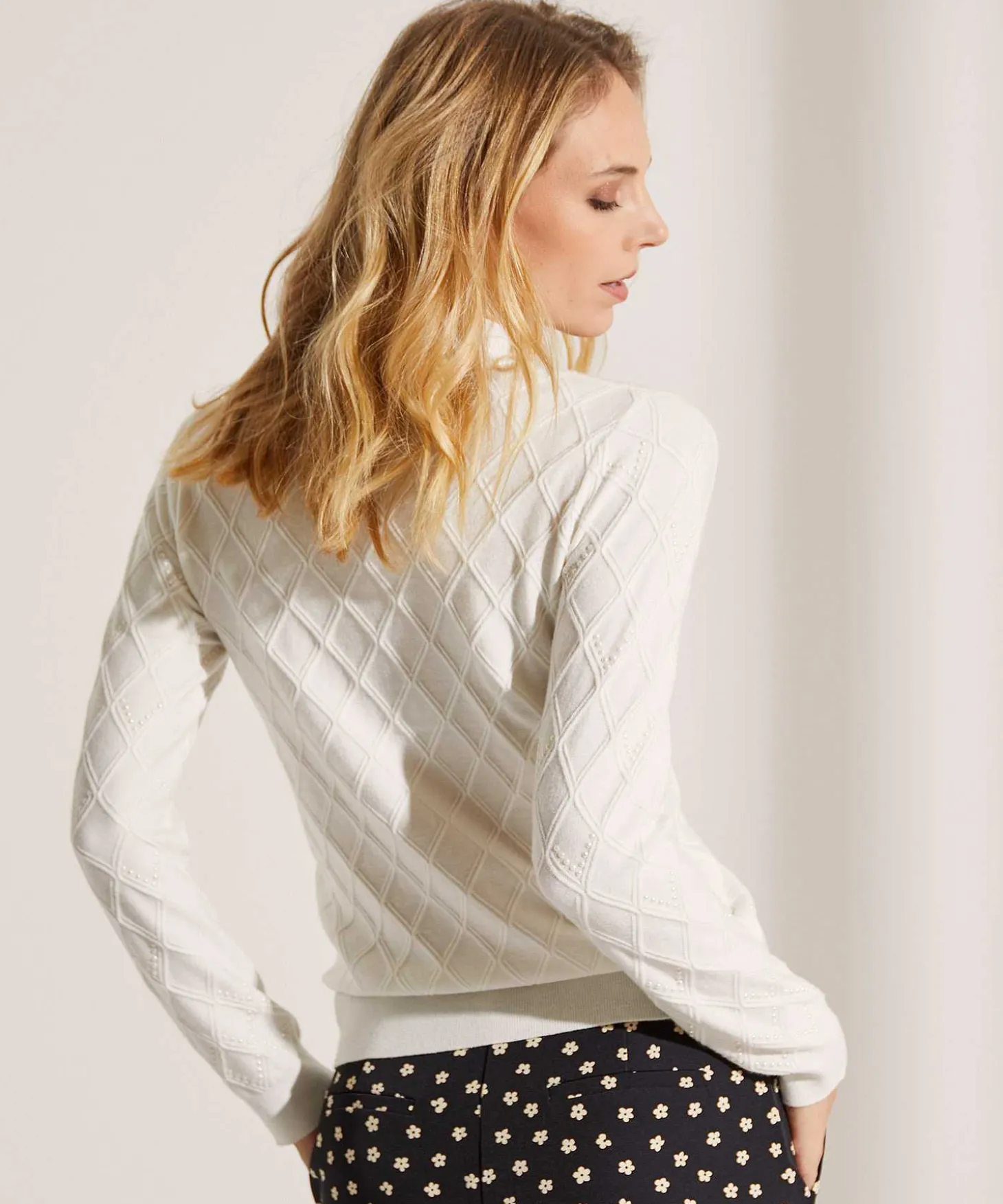 leo__ugo_jacquard_sweater_1.webp Jacquard Sweater With Pearls*Leo & Ugo Online