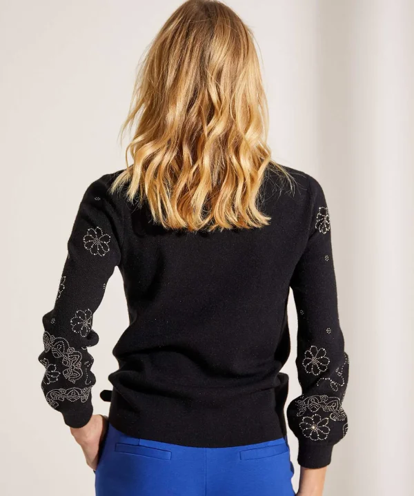 Sweater Flower Pattern Rhinestone*Leo & Ugo Shop