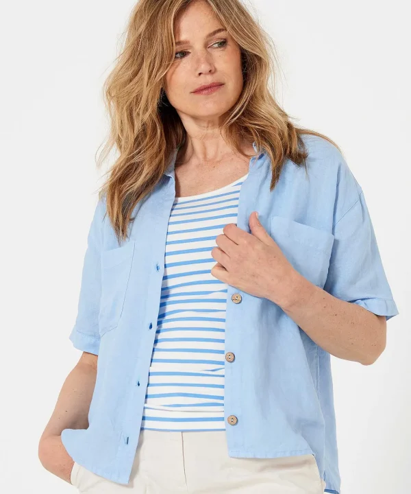 Linen Blouse Short Sleeve** Cheap