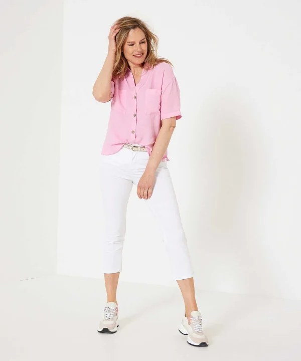Linen Blouse Short Sleeve** Cheap