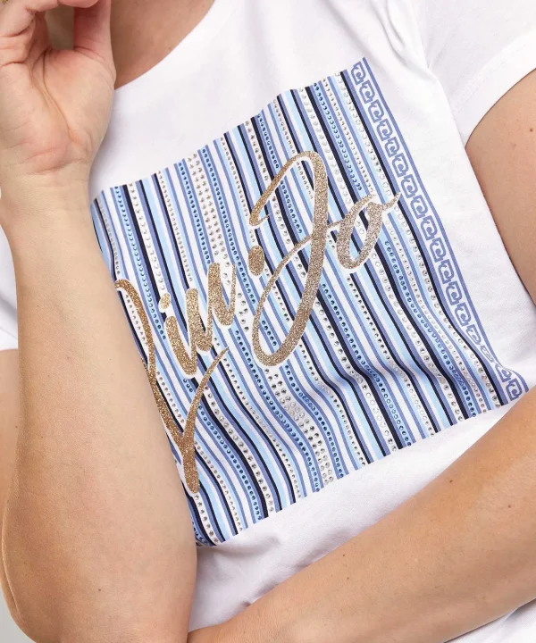 T-Shirt Print Glitter And Rhinestones*LIU JO Fashion