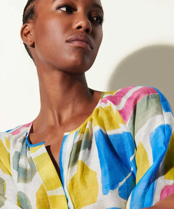 Blouse Ramie Graphic Print*Luisa Cerano Best Sale