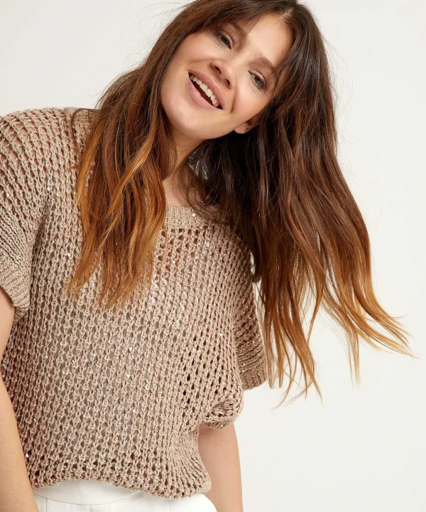 Crochet Sweater Short Sleeve Sequins*Luisa Cerano Cheap