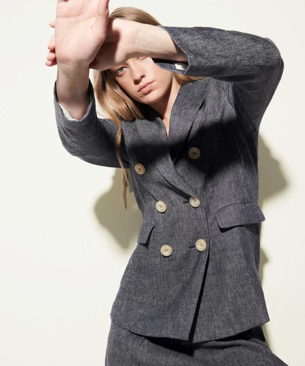 Linen Mix Blazer Denim Look*Luisa Cerano Best